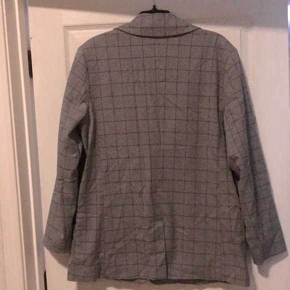 a•new day woman’s blazer gray striped sizeXL one button two pockets oversized - Picture 6 of 8
